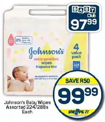 Pick n Pay Hypermarket Johnson's Baby Wipes Assorted offer