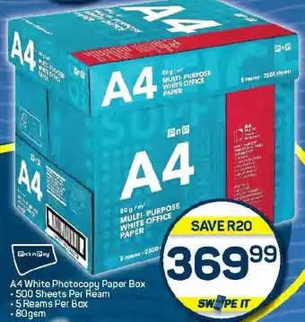 Pick n Pay Hypermarket Pick n Pay A4 White Photocopy Paper Box offer