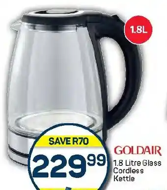 Pick n Pay Hypermarket GOLDAIR Glass Cordless Kettle offer