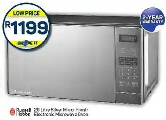 Pick n Pay Hypermarket Russell Hobbs Silver Mirror Finish Electronic Microwave Oven offer