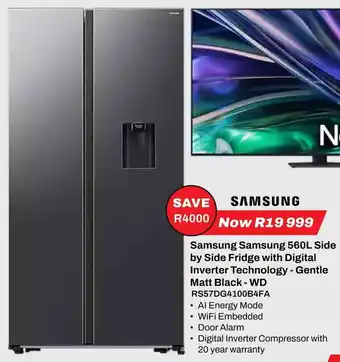 Expert Samsung Side by Side Fridge with Digital Inverter Technology - Gentle Matt Black - WD offer