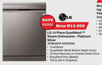 Expert LG 14 Place QuadWash Steam Dishwasher - Platinum Silver offer