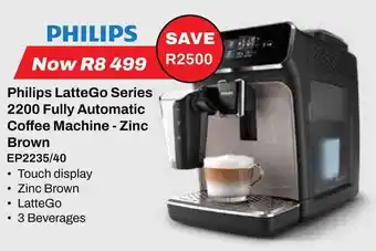 Expert Philips LatteGo Series 2200 Fully Automatic Coffee Machine - Zinc Brown offer