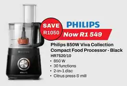 Expert Philips 850W Viva Collection Compact Food Processor - Black offer