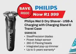 Expert Philips Wet & Dry Shaver USB-A Charging with Charging Stand & Travel Case offer