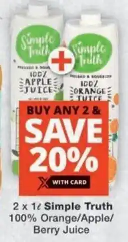 Checkers Simple Truth 100% Orange/Apple/ Berry Juice offer