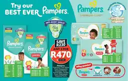 Checkers Pampers Premium Care Value Pack Disposable Nappies/Pants/ Active Baby Jumbo Pack Disposable Nappies/Pants offer