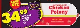 Shoprite Ritebrand chicken polony offer