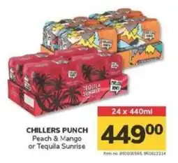 Jumbo CHILLERS PUNCH Peach & Mango or Tequila Sunrise offer