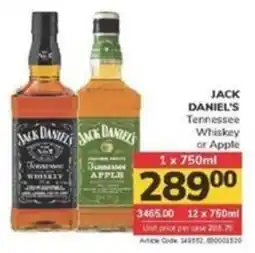 Jumbo JACK DANIEL'S Tennessee Whiskey or Apple offer