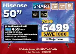 HiFi Corp Hisense 50-inch Smart 4K UHD TV-50A6N offer