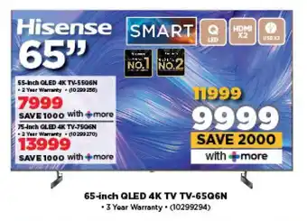 HiFi Corp Hisense 65-inch QLED 4K TV TV-65Q6N offer