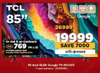 HiFi Corp TCL 85-Inch QLED Google TV-85C655 offer