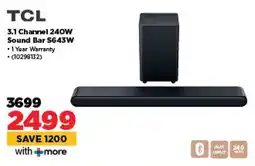 HiFi Corp TCL 3.1 Channel 240W Sound Bar S643W offer