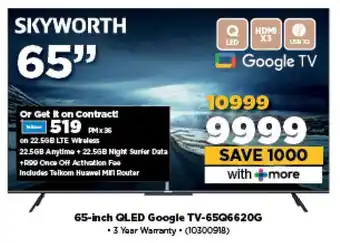 HiFi Corp SKYWORTH 65-inch QLED Google TV-65Q6620G offer