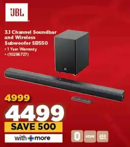 HiFi Corp JBL 3.1 Channel Soundbar and Wireless Subwoofer SB550 offer