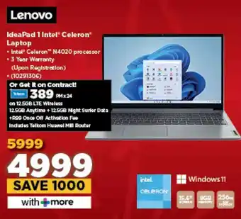 HiFi Corp Lenovo IdeaPad 1 Intel Celeron Laptop offer