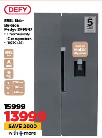 HiFi Corp DEFY Side-By-Side Fridge DFF547 offer