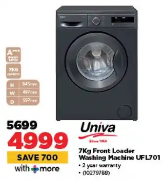 HiFi Corp Univa Front Loader Washing Machine UFL701 offer