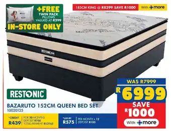 Russells Restonic bazaruto 152cm queen bed set offer