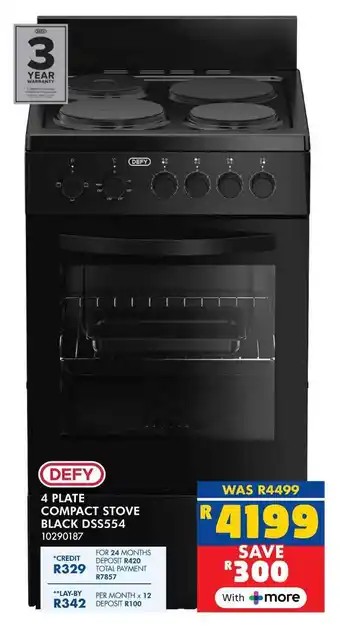 Russells Defy 4 plate compact stove black offer