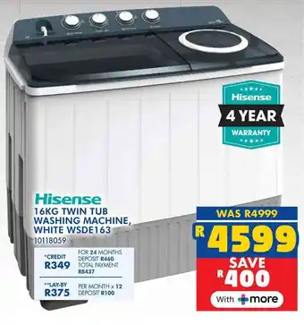 Russells Hisense twin tub washing machine, white offer