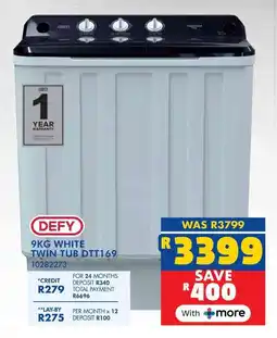 Russells Defy white twin tub dtt169 offer