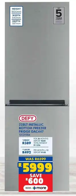 Russells Defy metallic bottom freezer fridge offer