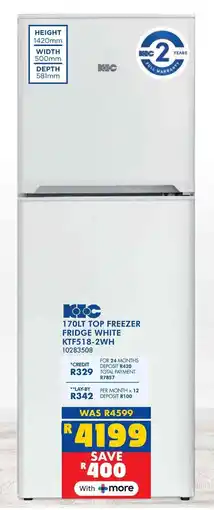 Russells KIC top freezer fridge white offer