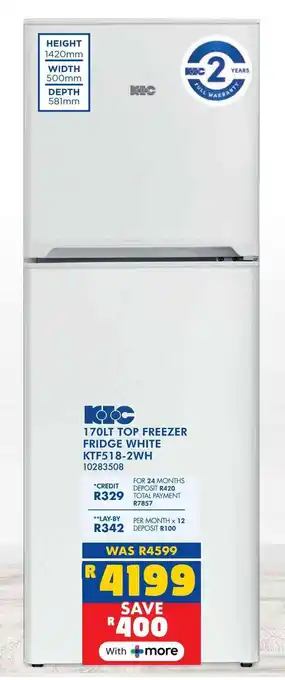 Russells KIC top freezer fridge white offer