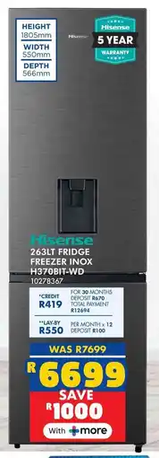 Russells Hisense fridge freezer inox offer