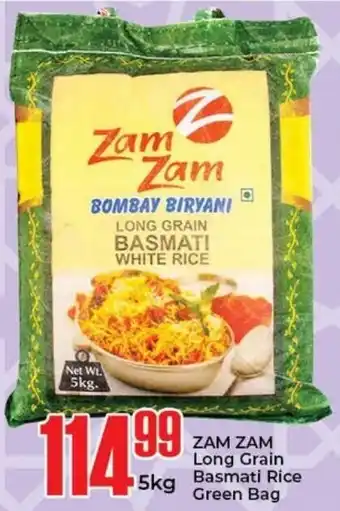 Elite Cash & Carry ZAM ZAM Long Grain Basmati Rice Green Bag offer