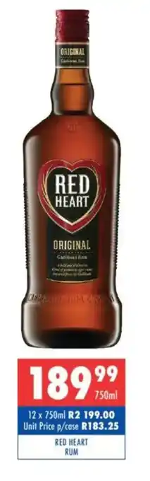 Ultra Liquors Red heart rum offer