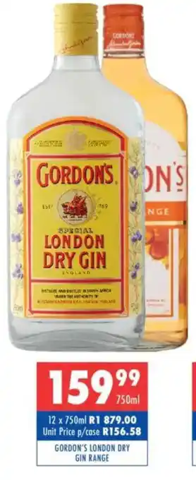 Ultra Liquors Gordon's london dry gin range offer