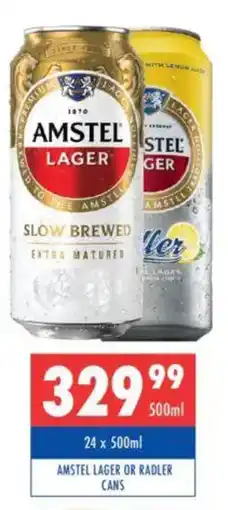 Ultra Liquors Amstel lager or radler cans offer