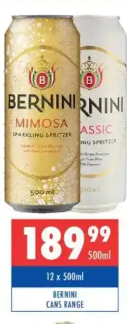 Ultra Liquors Bernini cans range offer