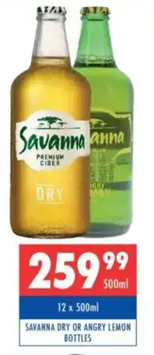 Ultra Liquors Savanna dry or angry lemon bottles offer