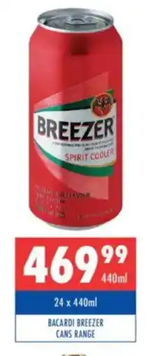 Ultra Liquors Bacardi breezer cans range offer