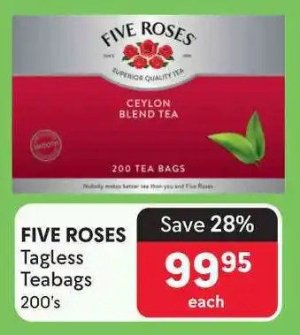 Makro FIVE ROSES Tagless Teabags offer