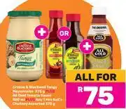 Game Crosse & Blackwell Tangy Mayonnaise 375g+All Gold Tomato Sauce 500ml+Mrs Ball's Chutney 375g-All For offer