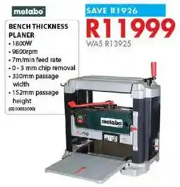 Chamberlain Metabo bench thickness planer offer