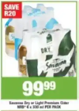 Agrimark Savanna Dry or Light Premium Cider NRB offer