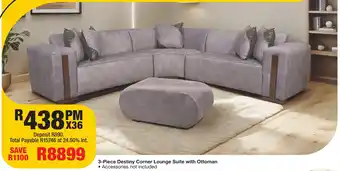 OK Furniture 3-Piece Destiny Corner Lounge Suite with Ottoman offer