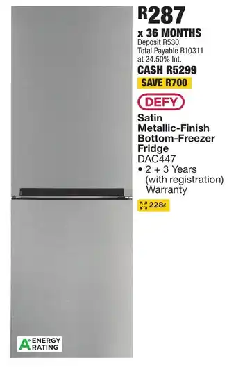 OK Furniture DEFY Satin Metallic-Finish Bottom-Freezer Fridge offer