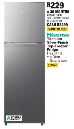 OK Furniture Hisense Titanium Silver-Finish Top-Freezer Fridge offer