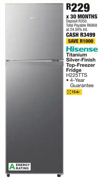 OK Furniture Hisense Titanium Silver-Finish Top-Freezer Fridge offer