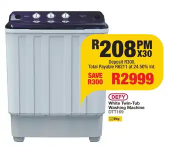 OK Furniture DEFY White Twin-Tub Washing Machine offer