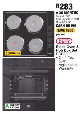 OK Furniture DEFY Black Oven & Hob Box Set DCB838E offer