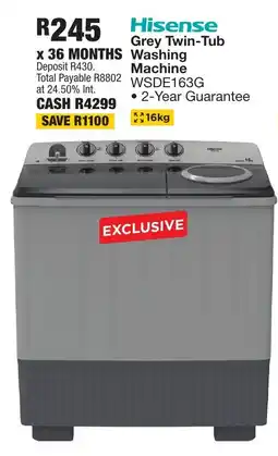 OK Furniture Hisense Grey Twin-Tub Washing Machine offer