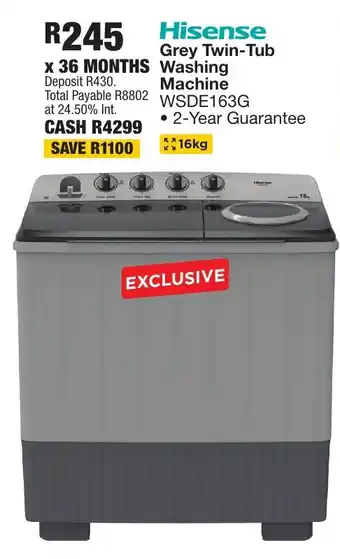 OK Furniture Hisense Grey Twin-Tub Washing Machine offer